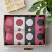 Papier Mousseline Rose noir blanc Cercle Étoiles rayures Design (Cadeau)