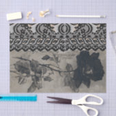 Papier Mousseline ROSE NOIR LACE NOIR HALLOWEEN Tissu Papier (Artisanat)