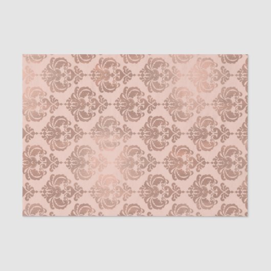 Papier Mousseline Rose Or Blush rose moderne Glam Damask (Recto)
