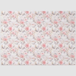 Papier Mousseline Rose Pâle Fleur Asiatique Oiseau
