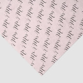 Papier Mousseline Rose Pâle Mr et Mrs Calligraphie Script Classique (Détail)