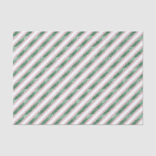 Papier Mousseline Rose Pâle Vert Pailleté Rayures Noël