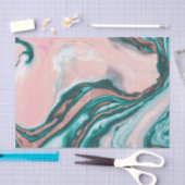 Papier Mousseline Rose Parties scintillant or rose Turquoise marbre  (Artisanat)