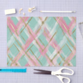 Papier Mousseline Rose Poudré Paillettes Or Motif Argyle (Artisanat)