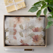 Papier Mousseline Rose Poussiéreuse Fleurs d'Automne (Cadeau)