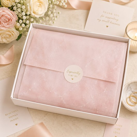 Papier Mousseline Rose Quartz Rose Marbre