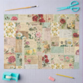 Papier Mousseline Rose romantique rose & Aqua Ephemera Papier Tissu (Artisanat)