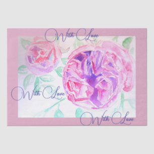 Papier Mousseline Rose rose Aquarelle Lilac Rose Fleur Floral