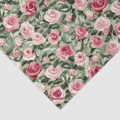 Papier Mousseline Rose rose rouge vert Fête des mariées florale (Détail)