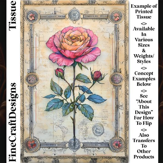 Papier Mousseline Rose rose simple, Découpage CZ9