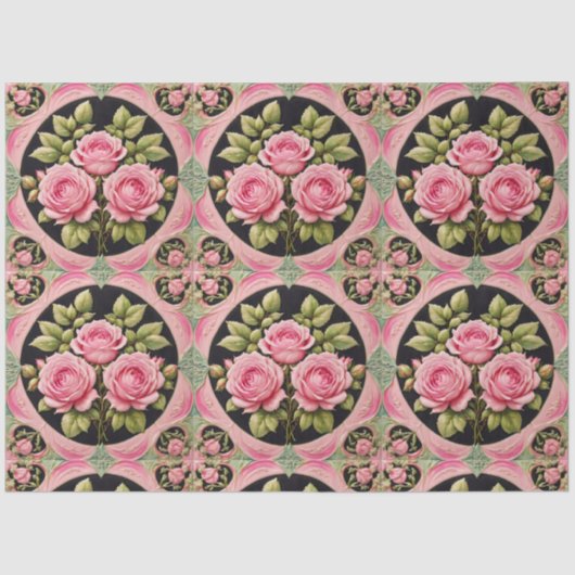 Papier Mousseline Rose Roses Populaire Belle Collection (Recto)