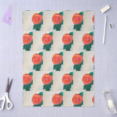 Papier Mousseline Rose rouge avec feuilles vertes (Artisanat)