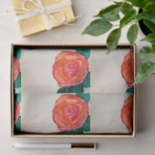 Papier Mousseline Rose rouge avec feuilles vertes (Cadeau)