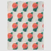 Papier Mousseline Rose rouge avec feuilles vertes (Recto)