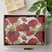 Papier Mousseline Rose Rouge Et Or (Cadeau)