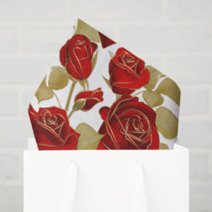 Papier Mousseline Rose Rouge Et Or