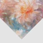 Papier Mousseline Rose Rouge Pêche Orange Floral  (Détail)