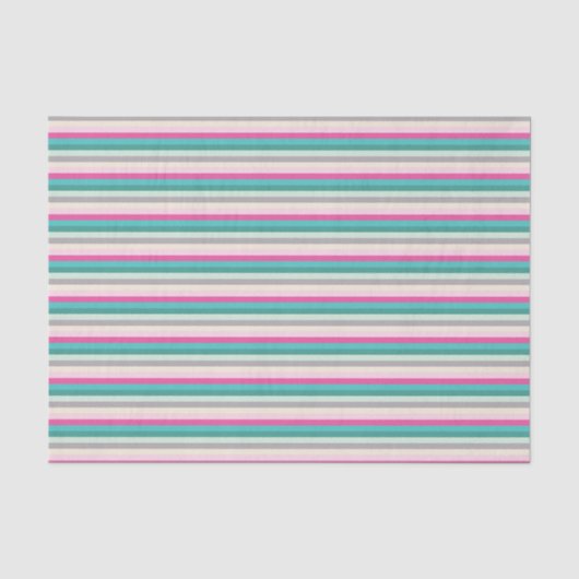 Papier Mousseline Rose sarcelle et rayures grises (Recto)