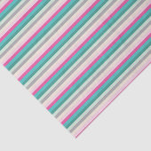 Papier Mousseline Rose sarcelle et rayures grises (Détail)