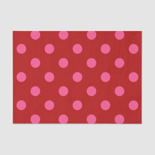 Papier Mousseline Rose sur rouge Pois Motif design (Recto)