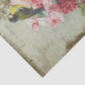 Papier Mousseline Rose Traînantes Roses roses et oiseaux Découpage (Détail)