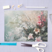 Papier Mousseline Rose Tropical Blanc Hibiscus Floral Amour  (Artisanat)