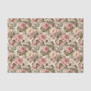 Papier Mousseline Rose victorien Ephémère Florale Découpage
