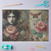 Papier Mousseline Rose victorien français Peony Ephemera Découpage (Artisanat)