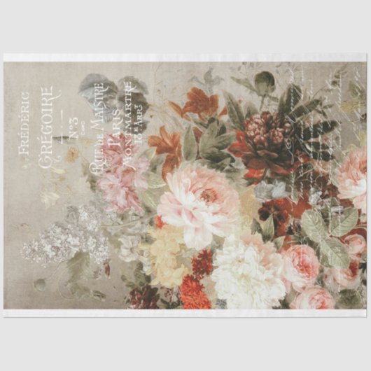 Papier Mousseline Rose vintage et français Ephemera Decoupage (Recto)