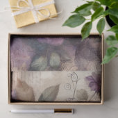 Papier Mousseline Rose vintage violet et collage végétal (Cadeau)