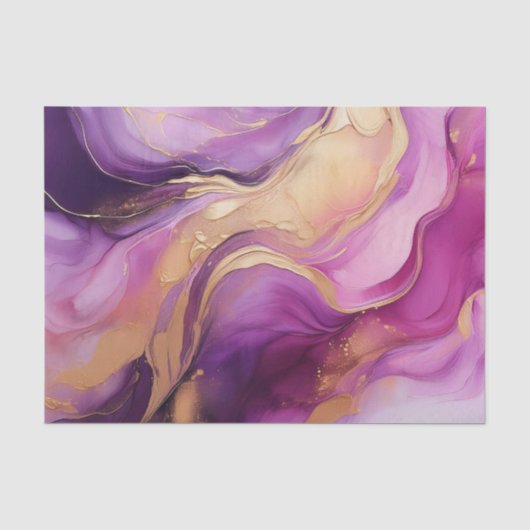 Papier Mousseline Rose violet moderne et or (Recto)