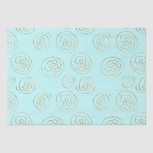 Papier Mousseline roses à la menthe et à l'or (Recto)