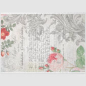 Papier Mousseline Roses anciens, manuscrits gravés et découpage de s (Recto)