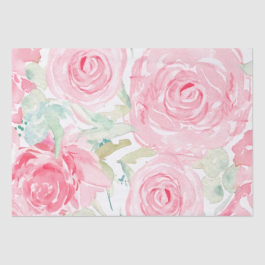 Papier Mousseline Roses aquarelle (Recto)