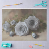 Papier Mousseline Roses argentés (Artisanat)