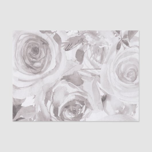 Papier Mousseline Roses Blanches Fleur Rose Élégance Moderne Mariage (Recto)