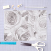 Papier Mousseline Roses Blanches Fleur Rose Élégance Moderne Mariage (Artisanat)