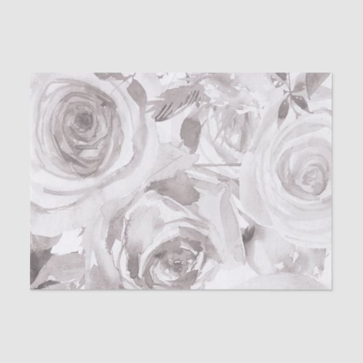 Papier Mousseline Roses blanches Floral Rose Moderne Mariage élégant (Recto)