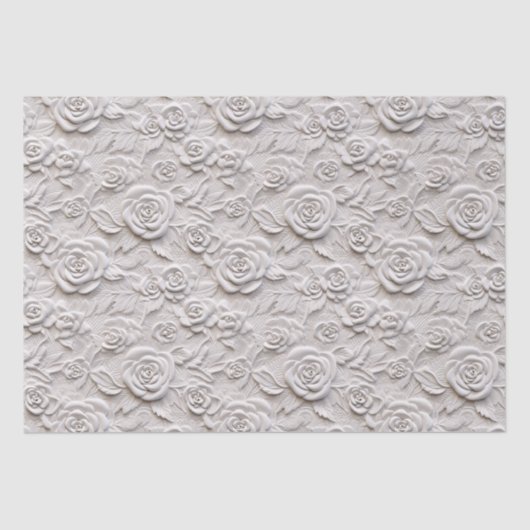 Papier Mousseline Roses blanches romantiques Faux Mariage en cuir (Recto)