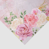 Papier Mousseline Roses blanches roses sur le marbre Aquarelle Décou (Détail)