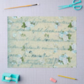 Papier Mousseline Roses bleues et blanches et découpage d'écriture (Artisanat)