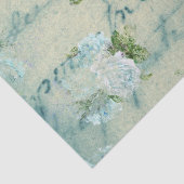 Papier Mousseline Roses bleues et blanches et découpage d'écriture (Détail)