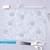 Papier Mousseline Roses Bleues Florales Élégantes Decoupage Damassé (Artisanat)