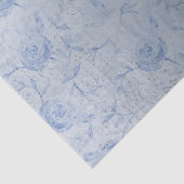 Papier Mousseline Roses Bleus Chic Floral Brillance Argentée (Détail)