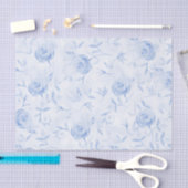 Papier Mousseline Roses Bleus Floraux Élégants Découpe en Damassé (Artisanat)