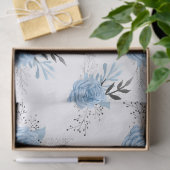 Papier Mousseline Roses bleus sur la page Découpage blanc (Cadeau)