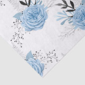 Papier Mousseline Roses bleus sur la page Découpage blanc (Détail)