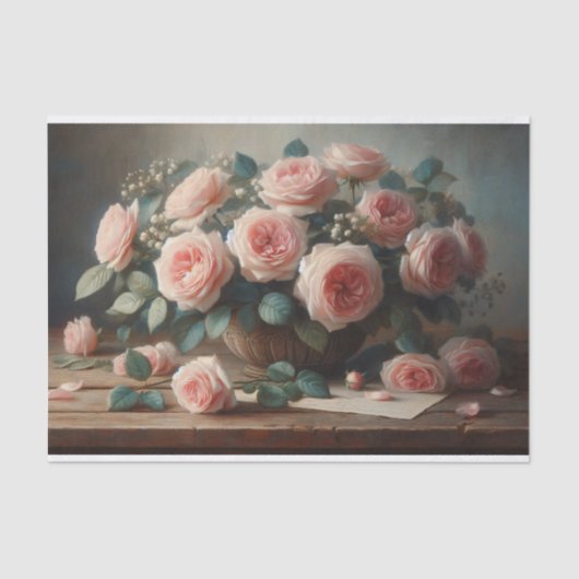 Papier Mousseline Roses dans la page Découpage rose pâle (Recto)