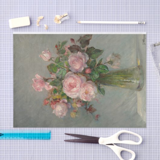Papier Mousseline Roses dans un vase (Artisanat)