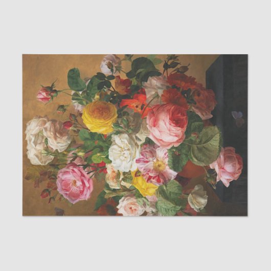 Papier Mousseline Roses dans un vase par Aghate Pilon, Art Floral (Recto)